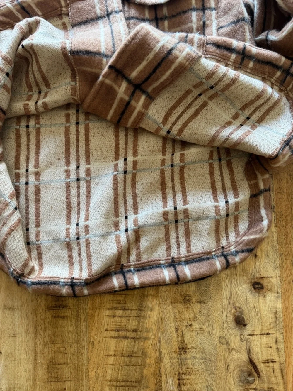 Little Lies Plaid Shacket Jacket in Camel Brown check 50% wool blend NEW NWT